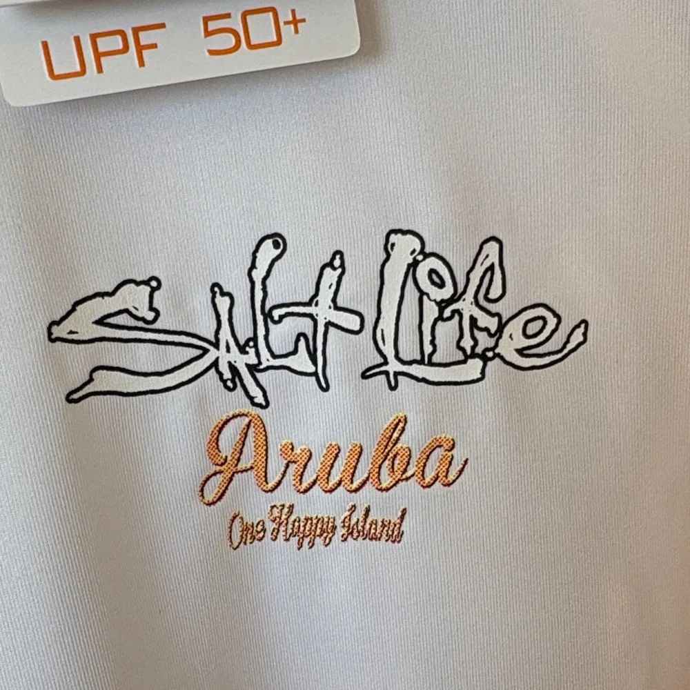 Ingear White Salt Life Aruba UPF 50+ Performance Fishing Long Sleeve Shirt - Picture 5 of 7